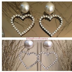 Sparkly Pearl Heart Earrings✨✨